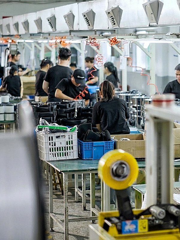 Production line assembly of wet and dry vacuum cleaner in factory